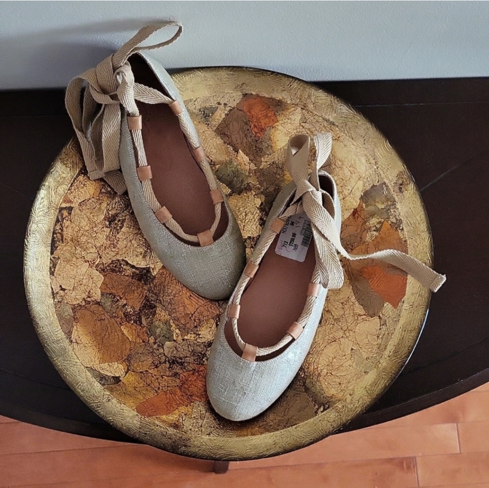 Joie Ankle Tie Canvas Ballet Flats